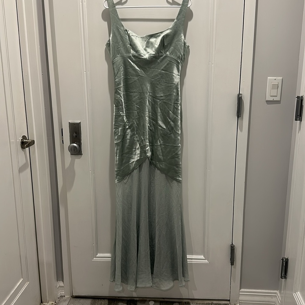 House of CB Vittoria Pistachio Chiffon Floor Length Gown - Picture 12 of 14